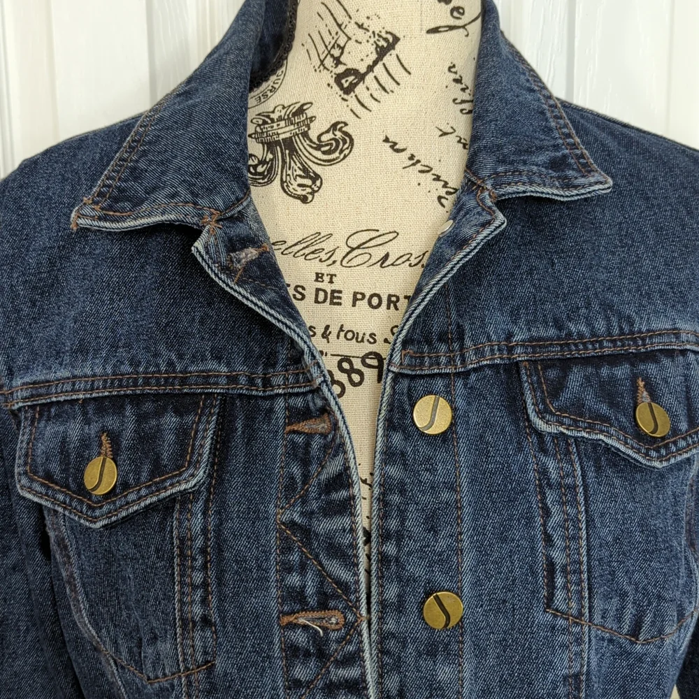 Jones New York Blue Jean Jacket, Dark Wash Size M - Picture 3 of 11